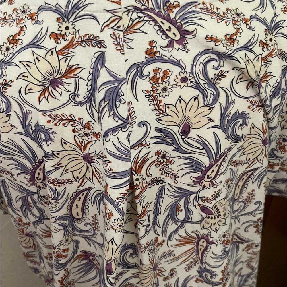 J. Jill Floral V-Neck Blouse in Purple and Orange large - Picture 3 of 4